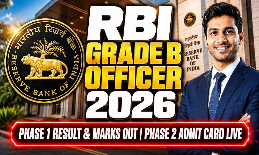 Reserve Bank of India RBI Officer Grade B Recruitment 2026 Result with Marks, Cutoff, Phase II Admit Card 2026