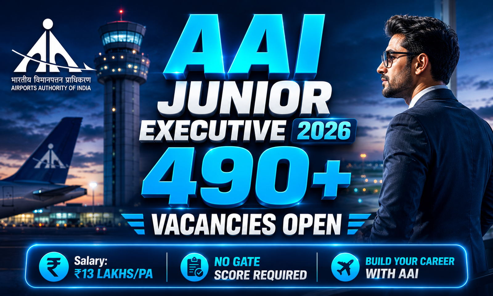 AAI Junior Executive Recruitment 2026: Apply Online for 490+ Vacancies, Eligibility and; Salary