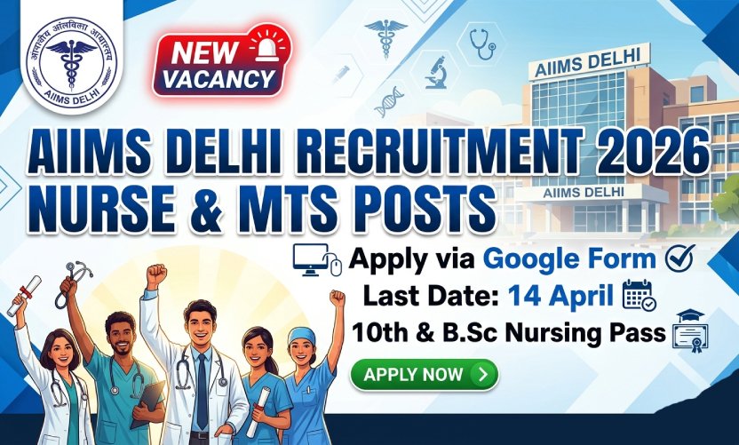 AIIMS Delhi Recruitment 2026: Project Nurse aur MTS ki New Vacancy Out! Abhi Apply Karein