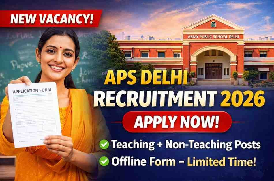 Army Public School APS Delhi Recruitment 2026 – Apply Offline for Teaching & Non-Teaching Posts