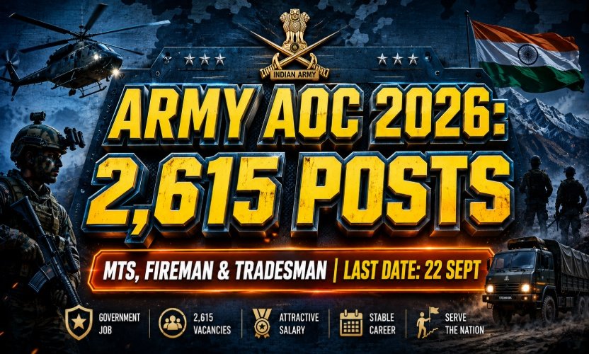Army AOC Recruitment 2026: 2,615 Group C Vacancies Apply Online