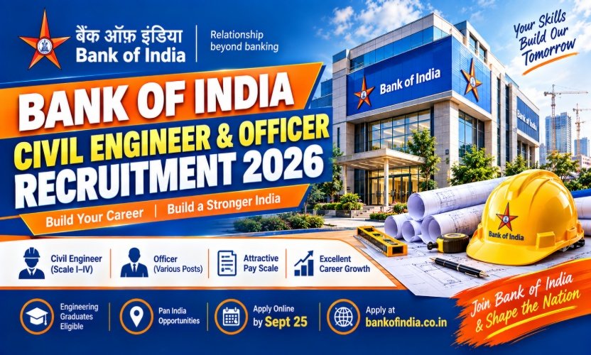Bank of India Recruitment 2026: Apply Online for 205 Civil Engineer and Officer Posts