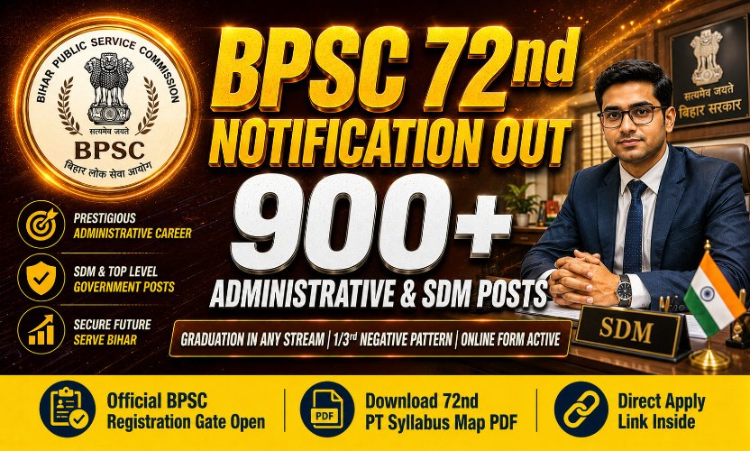 BPSC 72nd Notification 2026: Apply Online for 900+ Administrative and Executive Posts