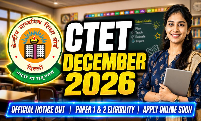 CTET December 2026: Notification Out, Apply Online for Paper 1 and Paper 2