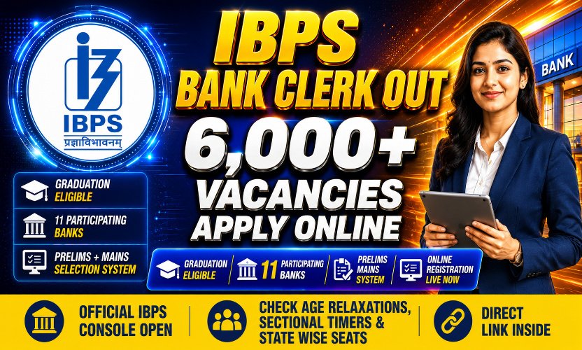 IBPS Clerk Recruitment 2026 Notification Out: Apply Online for 6000+ Bank Clerk Posts