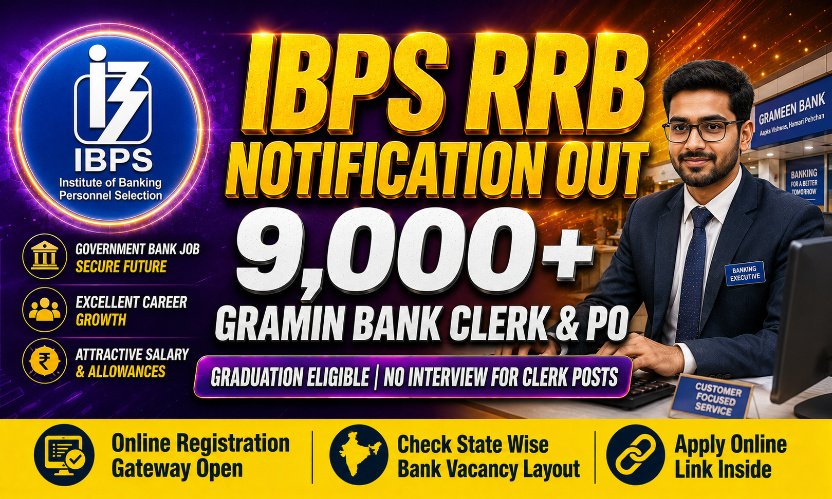IBPS RRB Recruitment 2026: Apply Online for 9000+ Gramin Bank Clerk and PO Posts
