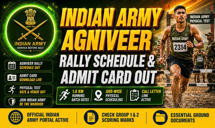 Indian Army Agniveer Result and Rally Schedule 2026 Out: Download Admit Card, Check Batch Dates