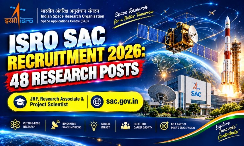 ISRO SAC Ahmedabad Recruitment 2026: Apply Online for 48 JRF, RA and Project Scientist Posts