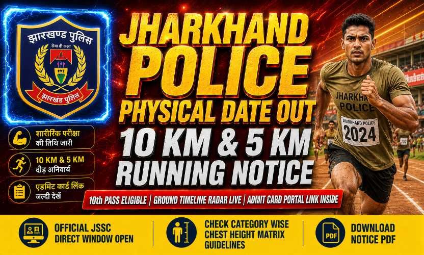 Jharkhand Police Constable Physical Date 2026: Check Running Schedule and PET Criteria Notice