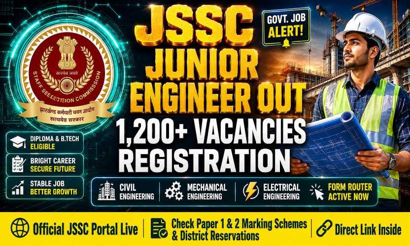 JSSC JE Recruitment 2026: Apply Online for 1200+ Junior Engineer Posts