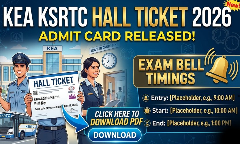 Karnataka KEA KSRTC Hall Ticket 2026 Released – Download Admit Card & Check Exam Bell Timings