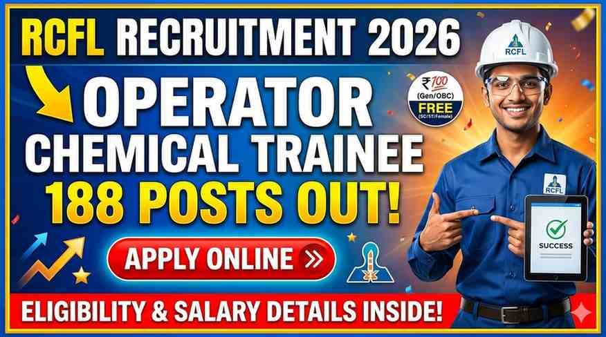 RCFL Operator Chemical Trainee Recruitment 2026 – Apply Online for 188 Posts
