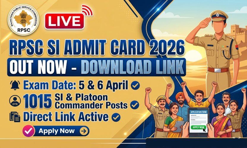 RPSC SI Admit Card 2026 Out! Rajasthan Police SI Hall Ticket Abhi Download Karein