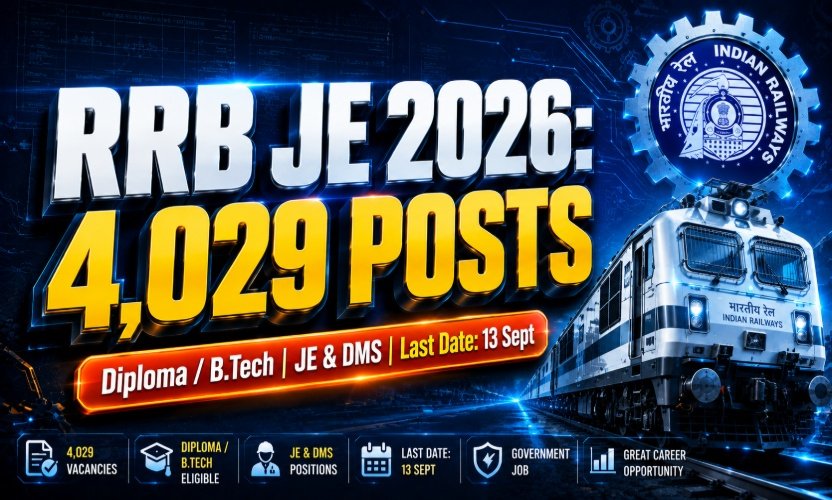 RRB JE Recruitment 2026: Apply Online for 4,029 Junior Engineer Posts