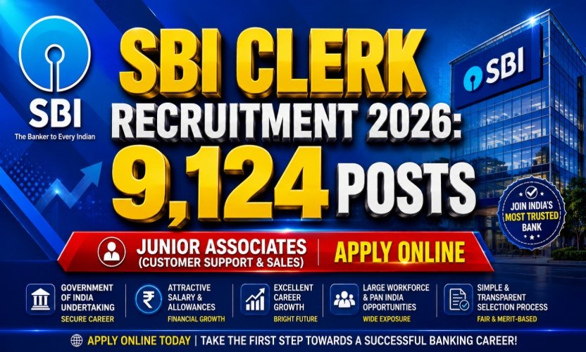 SBI Clerk Recruitment 2026: 9,124 Junior Associate Posts Notification Out