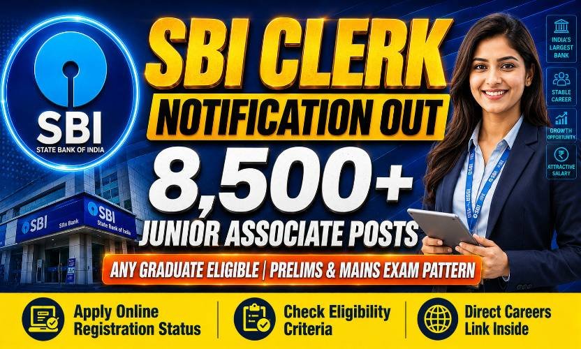 SBI Clerk Recruitment 2026: Apply Online for 8500+ Junior Associate Posts