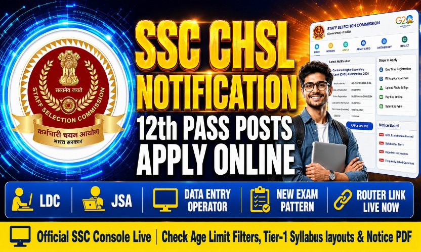 SSC CHSL Recruitment 2026: Apply Online for 10+2 Level LDC, JSA and DEO Posts