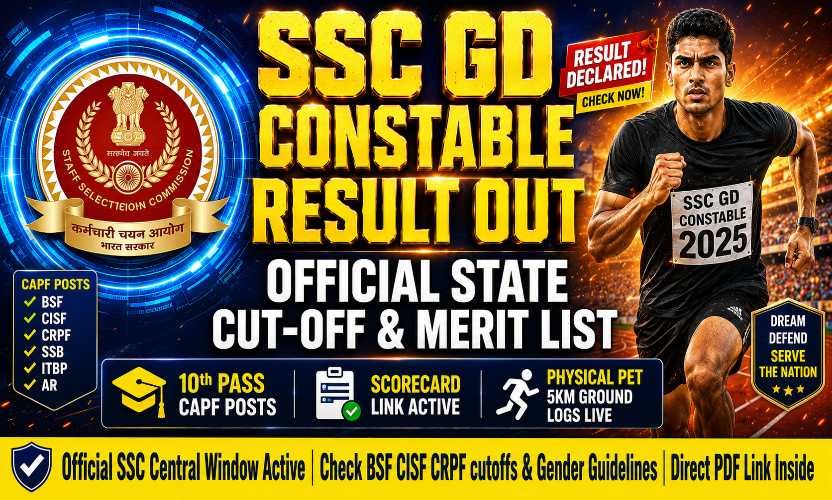 SSC GD Constable Result 2026 Live: Check Scorecard, Cut Off Marks and PET List