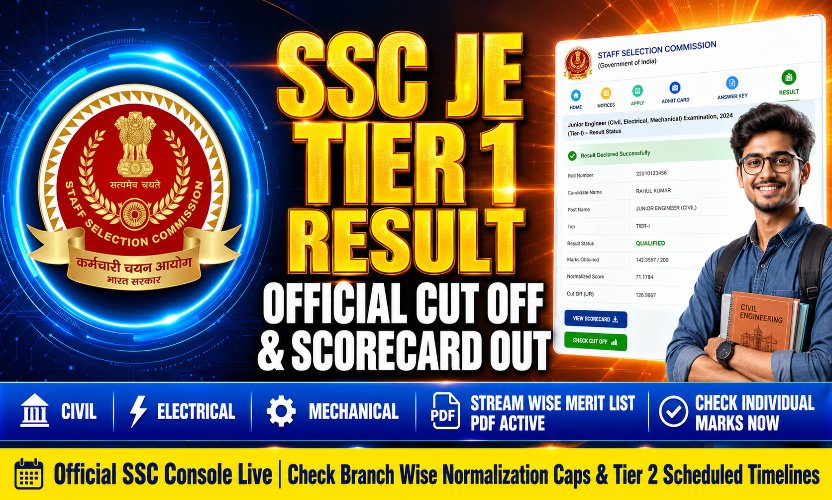 SSC JE Result 2026 Out: Download Junior Engineer Tier 1 Scorecard and Cut Off Marks