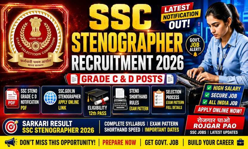 SSC Stenographer Recruitment 2026: Apply Online for Grade C and D Posts