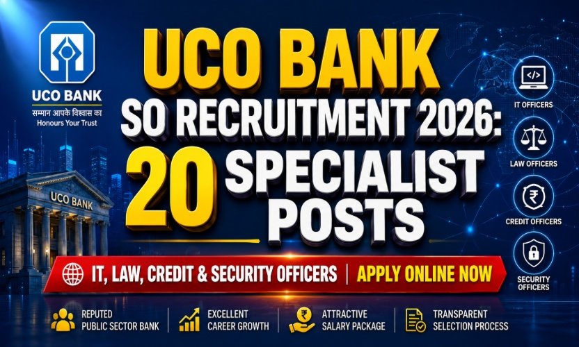 UCO Bank Specialist Officer SO Recruitment 2026: Apply Online for 20 Posts AND Eligibility