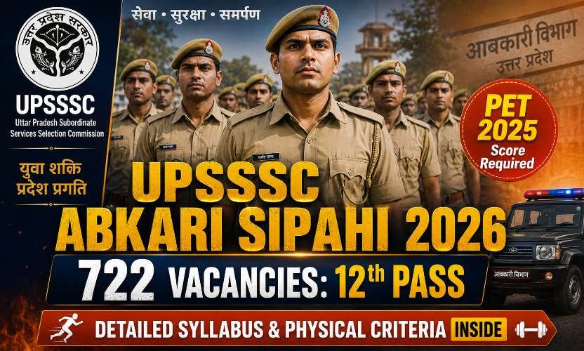 UPSSSC Excise Constable Recruitment 2026: 722 Vacancies, Detailed Syllabus, Physical Standards and Exam Pattern